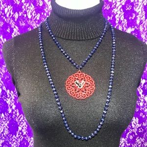 Handmade Houston Texans 60” Crystal  Logo Necklace